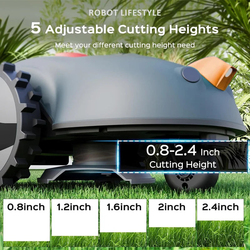 Robotic Lawn Mower Grass Cutter Robot Smart without Boundary Wire 4.0Ah Removable Battery Visual Sensor for Small Garden 200Sqm