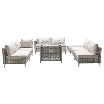 K&K 8-Piece Patio Furniture Set with 43" Fire Pit Table