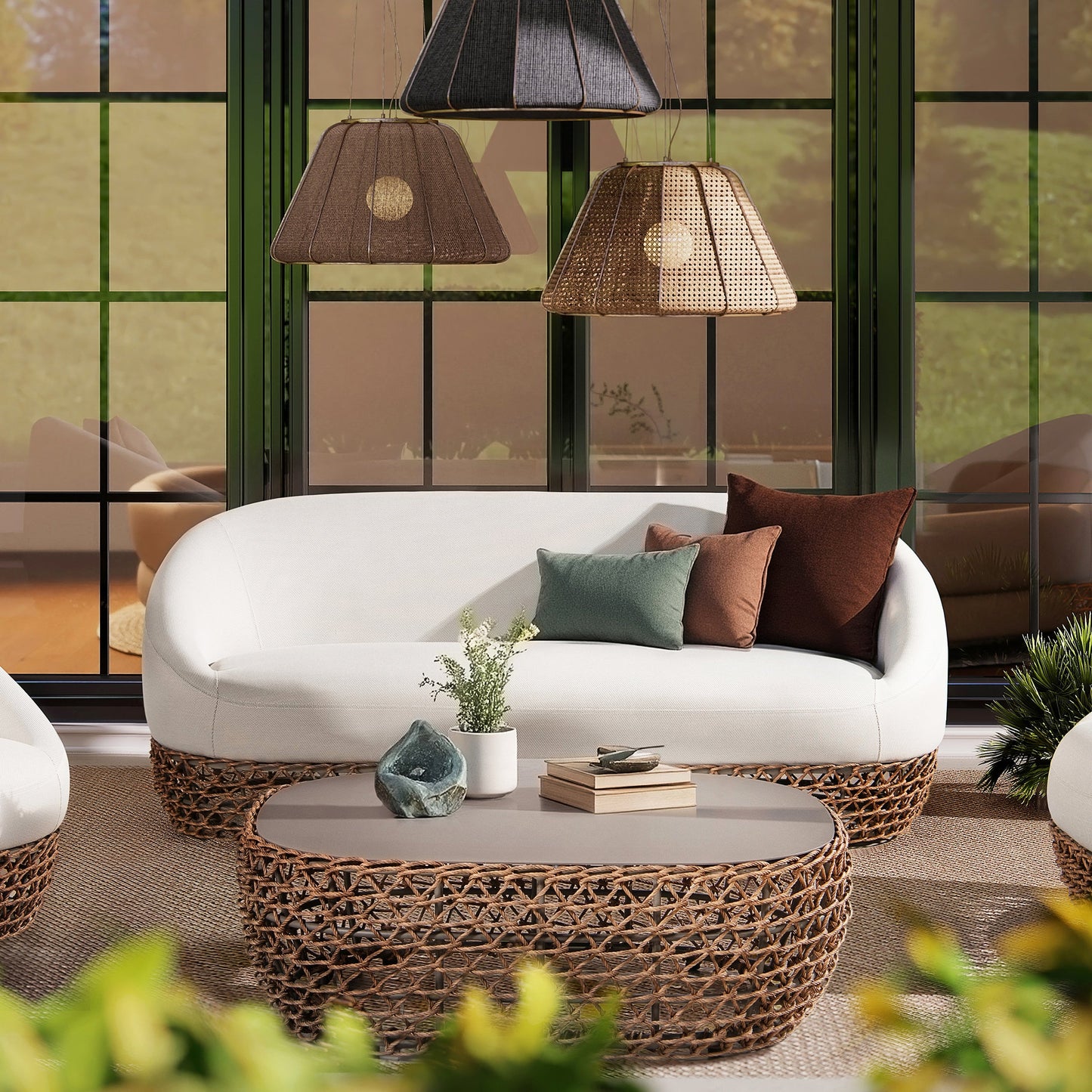 Willow 71" Upholstered Woven Patio Deep Seating Sofa