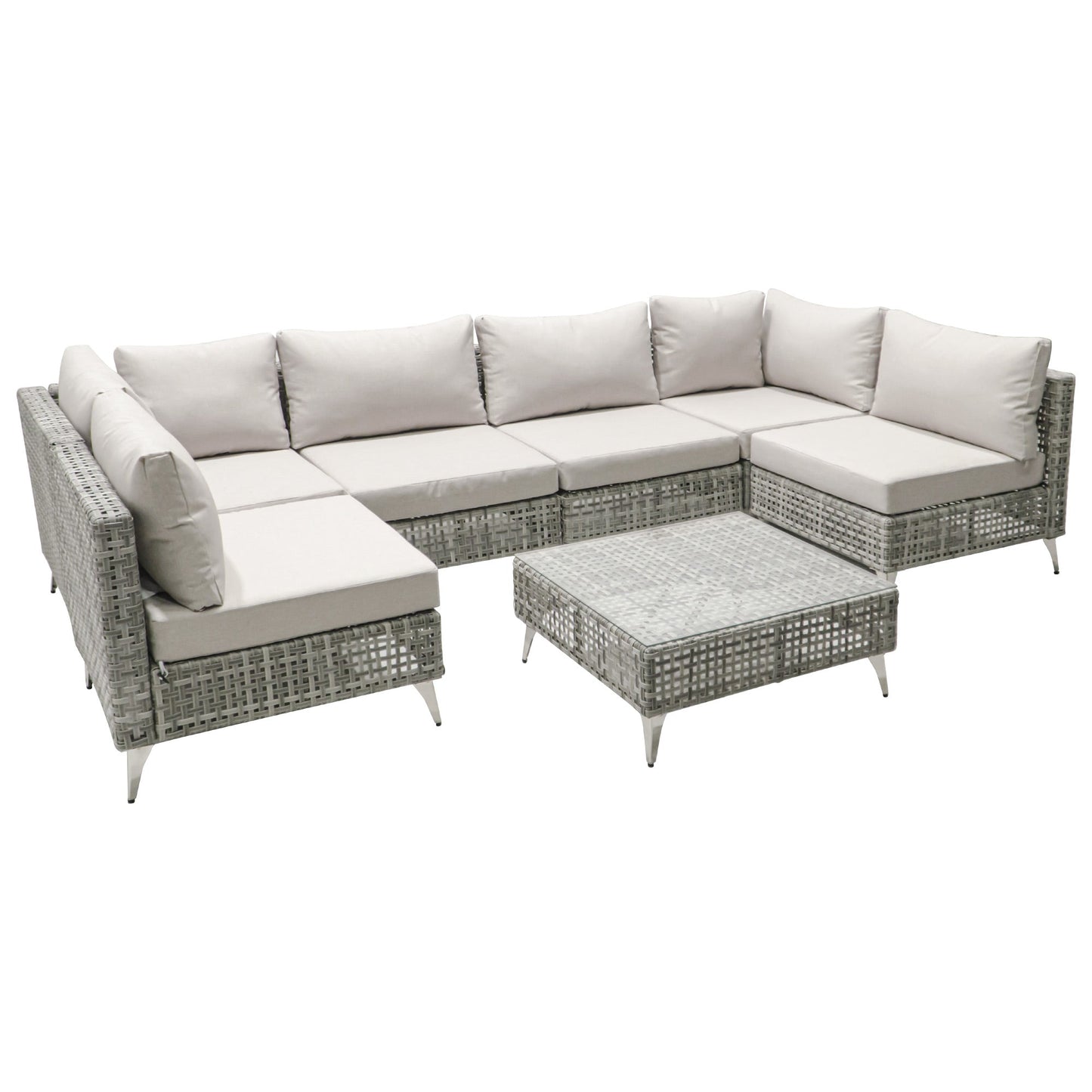 K&K 8-Piece Patio Furniture Set with 43" Fire Pit Table