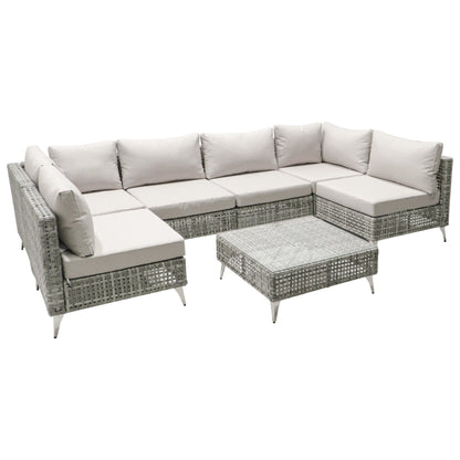 K&K 8-Piece Patio Furniture Set with 43" Fire Pit Table