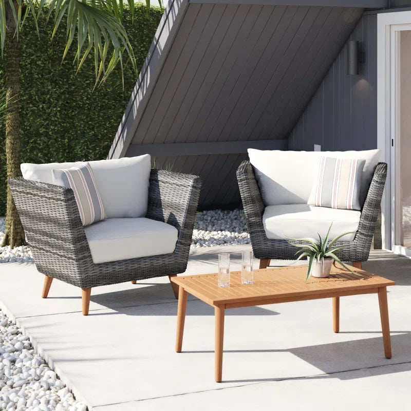 Panther Outdoor Patio Wicker and FSC Wood Seating Set