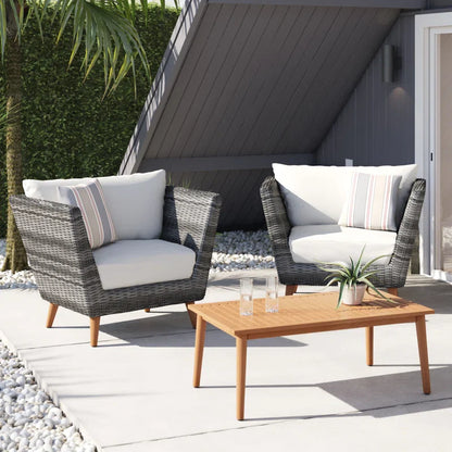 Panther Outdoor Patio Wicker and FSC Wood Seating Set