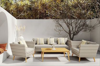 Panther Outdoor Patio Wicker and FSC Wood Seating Set