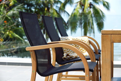 Rinjani Rectangular Big Table and 8 Manhattan Black Armchair