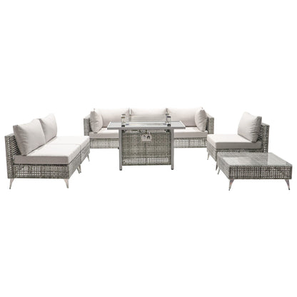 K&K 8-Piece Patio Furniture Set with 43" Fire Pit Table
