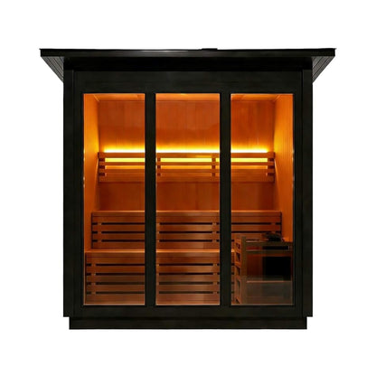 Custom 6-Person Luxury Spruce Outdoor Steam Sauna With Heater And Stones [Made-To-Order] (SAK20378)