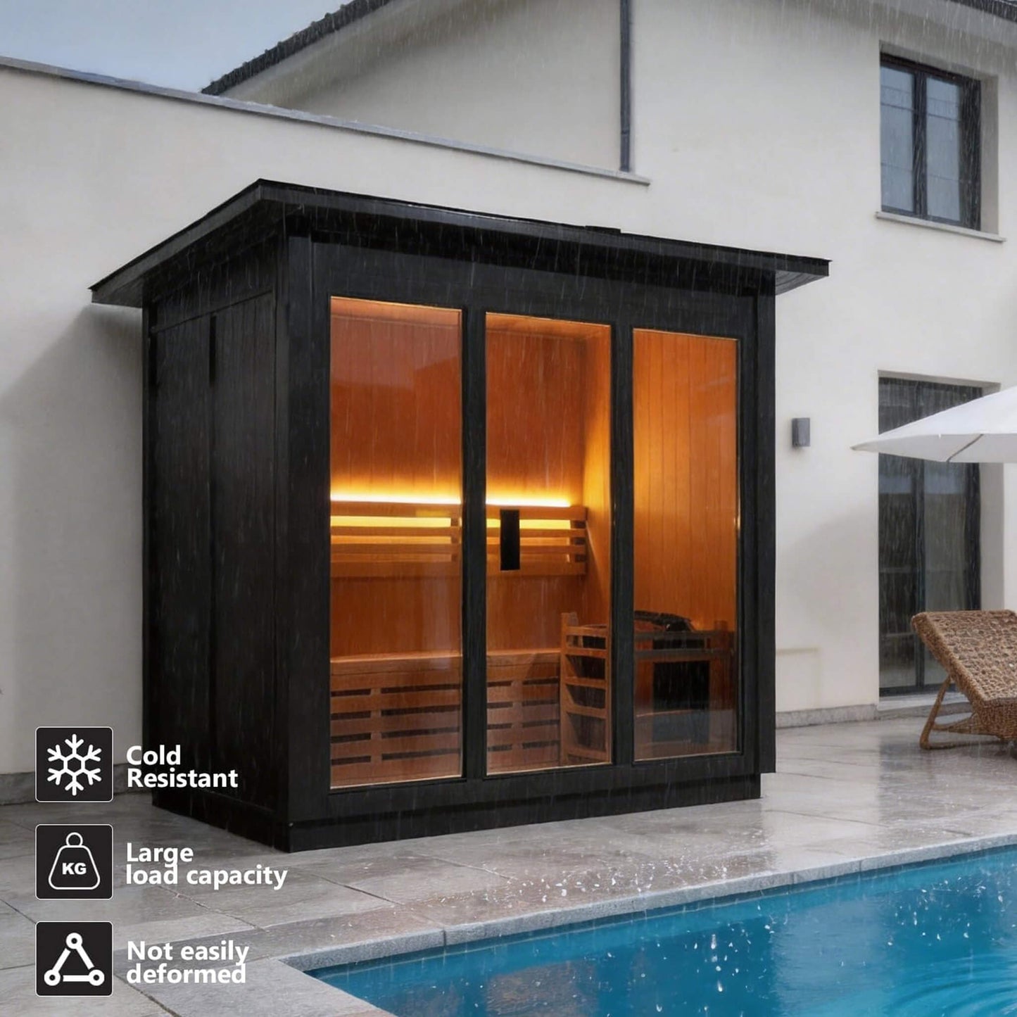 Custom 6-Person Luxury Spruce Outdoor Steam Sauna With Heater And Stones [Made-To-Order] (SAK20378)