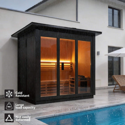 Custom 6-Person Luxury Spruce Outdoor Steam Sauna With Heater And Stones [Made-To-Order] (SAK20378)