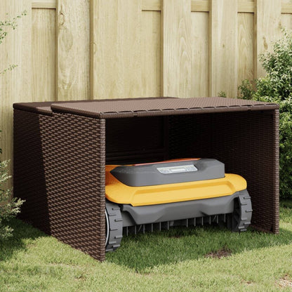 Robot Mower Garage Storage Shelter Garden Outdoor Lawn Poly Rattan - 33.9" X 35.4" X 20.5"/22.4"