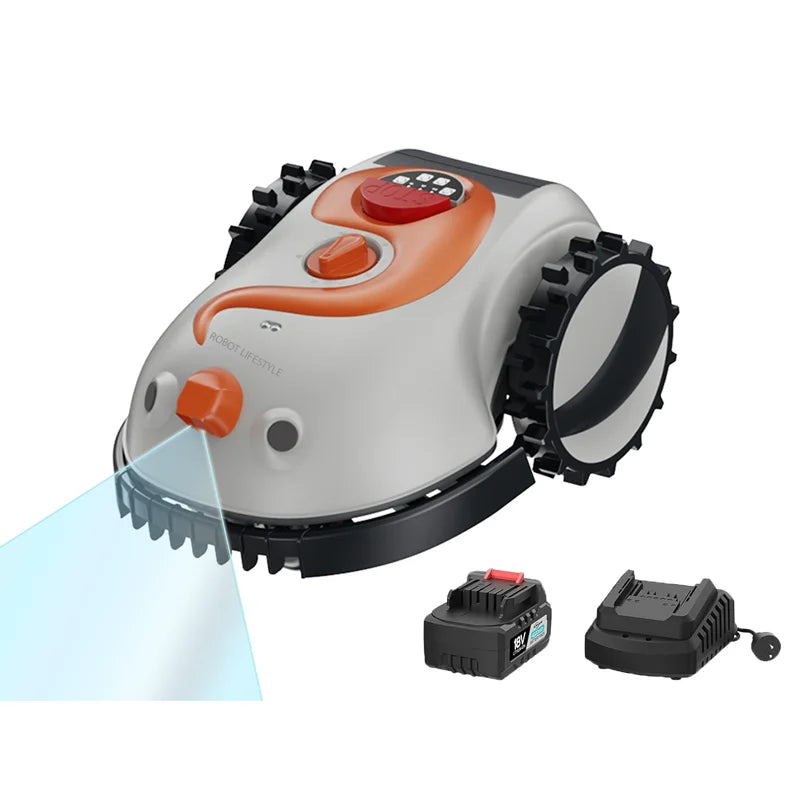 Robotic Lawn Mower Grass Cutter Robot Smart without Boundary Wire 4.0Ah Removable Battery Visual Sensor for Small Garden 200Sqm